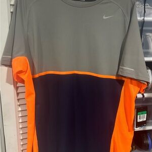 Brand New!XLNike Men’s Colorblock Running Athletic Tee - Gray/Black with Orange
